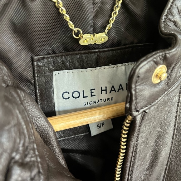 Cole Haan Leather Jacket, size small, dark brown - Picture 4 of 6